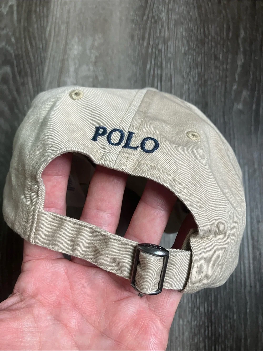 Polo by Ralph Lauren Men's Khaki Baseball Cap with Navy Pony